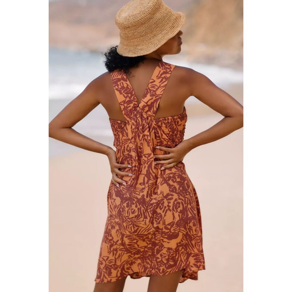 Anthropologie The Piper Bandeau Cutout Mini dress size xlarge burnt orange - Picture 2 of 9